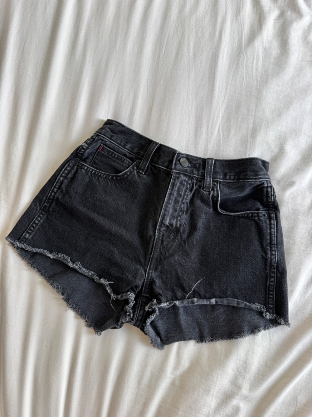 Black High-Rise Denim Shorts